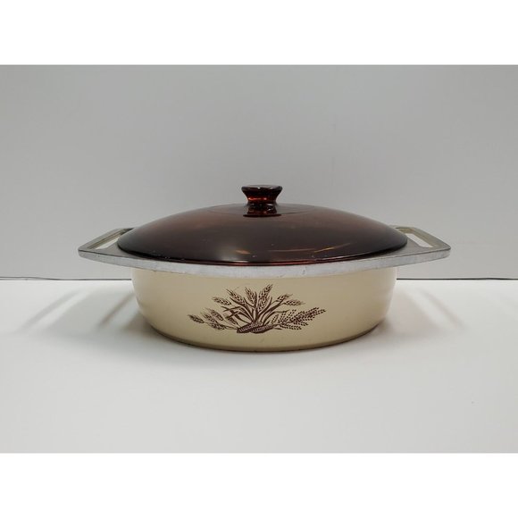 Vintage Club Aluminum Casserole‎ Dish Wheat Corn Pattern - Picture 1 of 8